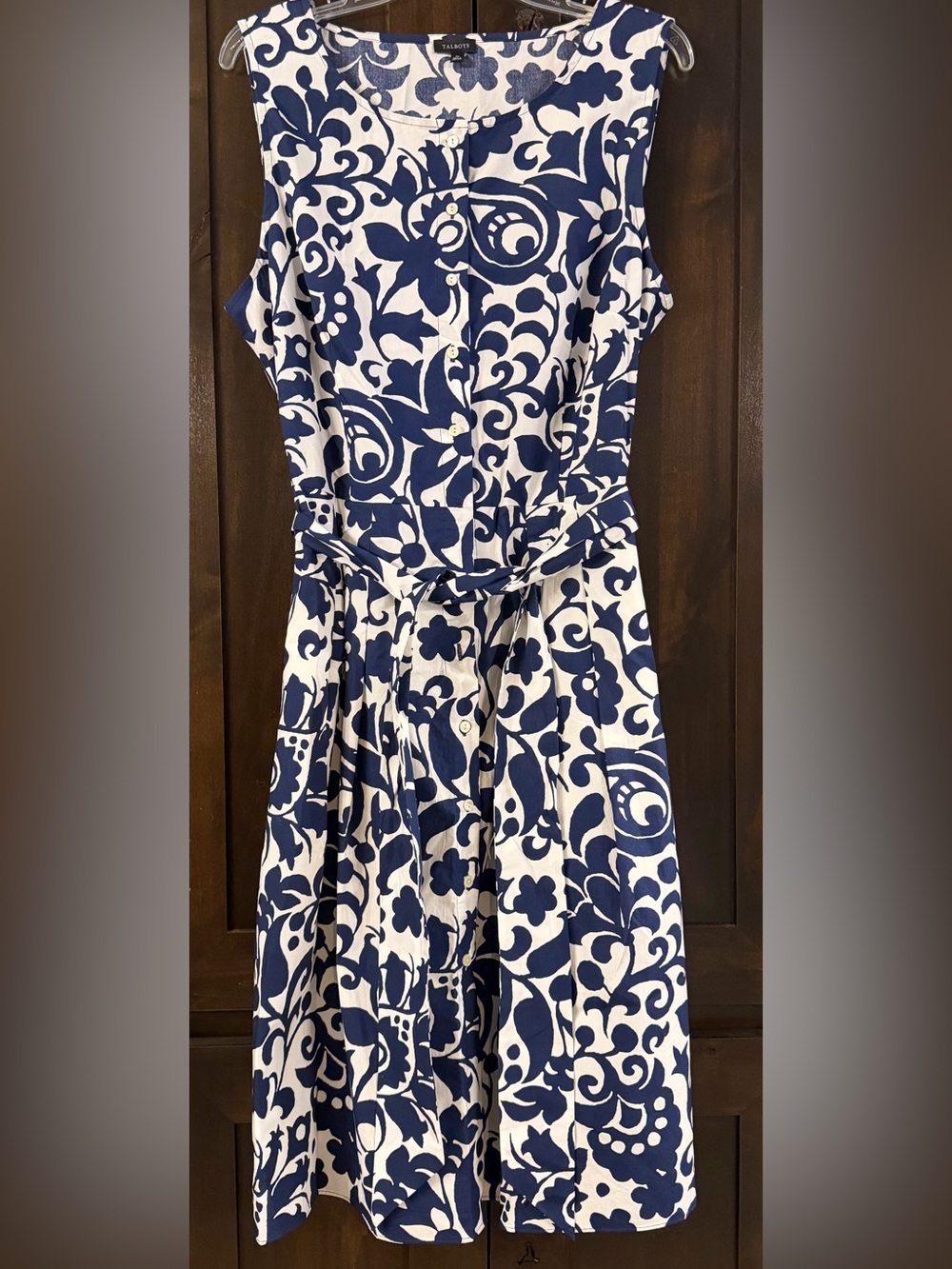 Talbots Poplin Fit & Flare Dress Sz 16 - Picture 3 of 5